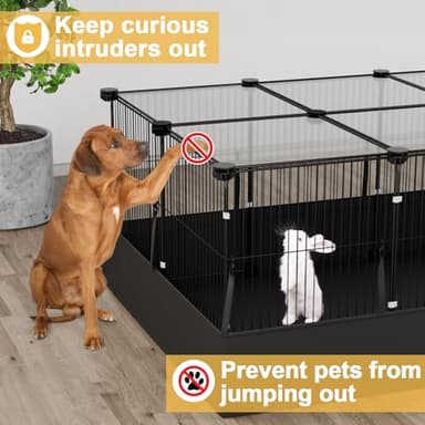 Tresbro Guinea Pig Cage with Top Cover & 12 Panels, Triple Fixing Measures Small Animal Playpen with Waterproof PVC Liner & One-Motion Hooks, 48 x 24 x 16 C&C Grids Cage for Bunny, Hedgehog, Hamster - Image 7