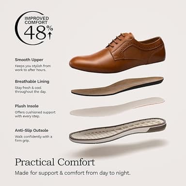 Bruno Marc Men's Casual Dress Sneaker Shoes, Business Formal Derby Plain Toe Oxfords Crossflex GentEdge,Size 10.5,Brown,SBOX223M - Image 8