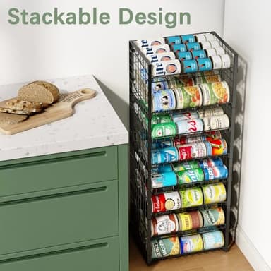 JKsmart 2-Tier Stackable Rack Organizer for Pantry, Adjustable Dispenser Holds Up to 90 Cans, Storage Holder for Various Ounces of Canned Drinks, Black, 3 Pack - Image 7