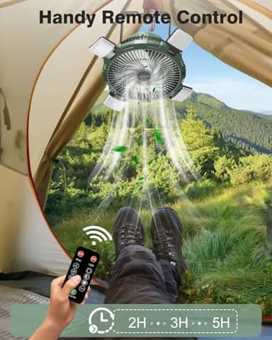 Camping Fan with LED Lantern, 8000mAh Rechargeable Battery Powered Tent Fan for Camping Hanging, Camping Outdoor Fan with Remote, 4 Speed Camping Fan for Tents,Travel,Home,Fishing,Sleep,Emergency - Image 6