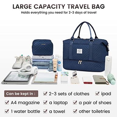 LOVEVOOK Travel Duffle Bag,Weekender Bags for Women with Shoe Compartment,Carry on Overnight Bag with Toiletry Bag,Gym Duffel Bag with Wet Pocket,Hospital Bags for Labor and Delivery - Image 7
