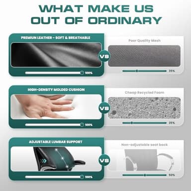 COLAMY Executive Padded Leather Office Chair-Ergonomic Lumbar Support, Desk Chair for Home and Office with Flip-up Arms, High Back, Adjustable Desk Computer Chair for Work, Meeting, Black, 400lbs - Image 9