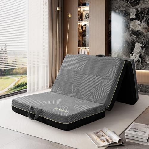 GEMBED Tri Folding Mattress Twin Size - Memory Foam Tri-fold Mattress, Handle & Non-Slip Bottom, Portable Foldable Sofa Bed Floor Chair for Travel RV Camping Guest Yoga - 6 Inch, 75"x38"x6" - Image 1