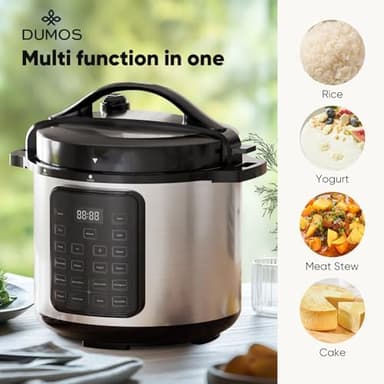 DUMOS 16-in-1 Electric Pressure Cooker 8 QT Stainless Steel Multi Cooker Electric for Pressure, Rice, Steamer, Yogurt Maker, Slow Cook, Sliver - Image 2