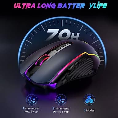 Redragon Gaming Mouse, Wireless Mouse Gaming with 8000 DPI, PC Gaming Mice with Fire Button, RGB Backlit Programmable Ergonomic Mouse Gamer, Rechargeable, 70Hrs for Windows, Mac Gamer, Black - Image 7
