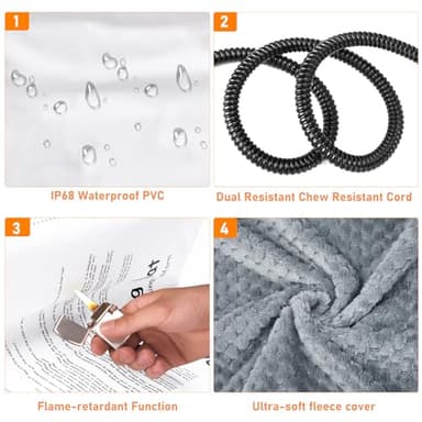 INVENHO Heated Cat Bed, Waterproof Adjustable Temperature Dog Cat Heating Pad with Timer, Indoor Pet Heating Pad for Cats Dogs Electric Pads for Dogs Cats, Pet Heated Pad (S: 18" x 16") - Image 7