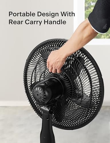 PELONIS PFS45A5BBB 18 inch 5-Blade Oscillating, Adjustable Standing Pedestal Remote, LED Display, 5 Speed Setting and 7-Hour Timer Fan, Black - Image 7