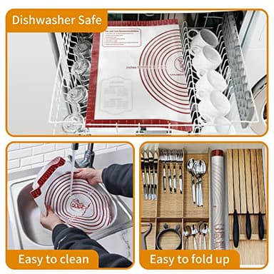 Silicone Baking Pastry Mat, Non Stick Dough Rolling Sheet with Measurement, Nonslip Kitchen Counter Mat, Oven Liner Mat Fondant Dough Kneading Mat for Making Cookies Macarons Bread Pizza - Image 5