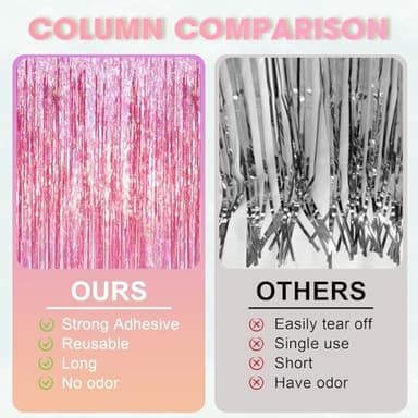 Voircoloria 2 Pack Laser Pink Tinsel Foil Fringe Curtains, Mothers Day Pink Decorations, Metallic Tinsel Party Streamers Backdrop for Birthday Bachelorette Graduation Wedding Party Decorations - Image 6