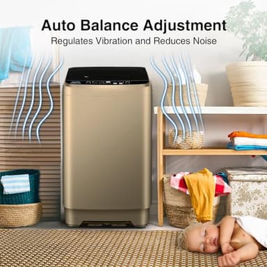 Zyerch Portable Washing Machine 17.7lbs Full-Automatic Compact Washer Machine for Apartment, 10 Wash Program Small Portable Washer for Dorm, Apartment, RV, Home, Gold - Image 5