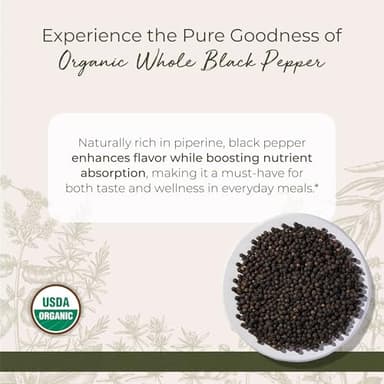 Starwest Botanicals Organic Whole Black Pepper - Black Peppercorns for Grinder Refill, Sourced from India, Sri Lanka, & Vietnam, Certified Kosher, Non-GMO - Bulk 1 lb Bag - Image 2