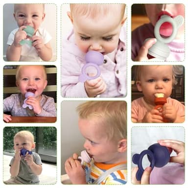 Bessentials Baby Fresh Fruit Food Feeder - 2 Pack Silicone Mesh Feeders for Infant Safe Self Feeding |3 Sizes Food Pouches Included| Suitable for Baby 4m+ (Light Pink & Grass Green) - Image 6