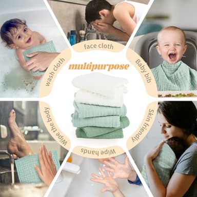 MIGIOL Baby Burp Cloth 100% Cotton Newborn Cotton Muslin Burp Cloth 10x20 inches (Green 6 Pieces) - Image 4