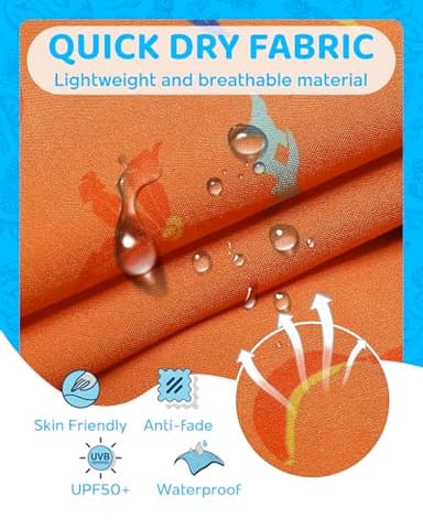 maamgic Boys Swim Trunks with Compression Liner 4-Way Stretch Quick Dry Swim Shorts Swimming Trunks Toddler Boy Coconut Orange 3T - Image 5