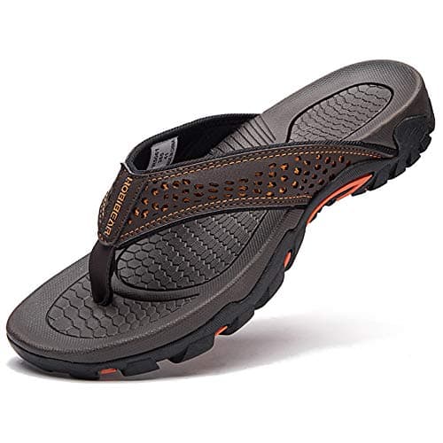 GUBARUN Mens Sport Flip Flops Comfort Casual Thong Sandals Outdoor(Brown 1, 11) - Image 1