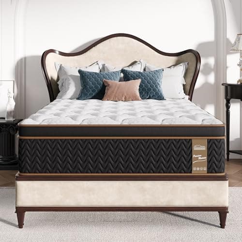 Queen Mattress, 12-Inch Deluxe Hybrid Mattresses, Fiberglass-Free Memory Foam Mattress in a Box, Individual Pocket Spring-Motion Isolation-Medium Firm-Extra Edge Support,365 Nights Trial,CertiPUR-US - Image 1