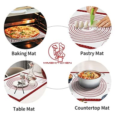 Silicone Baking Pastry Mat, Non Stick Dough Rolling Sheet with Measurement, Nonslip Kitchen Counter Mat, Oven Liner Mat Fondant Dough Kneading Mat for Making Cookies Macarons Bread Pizza - Image 4