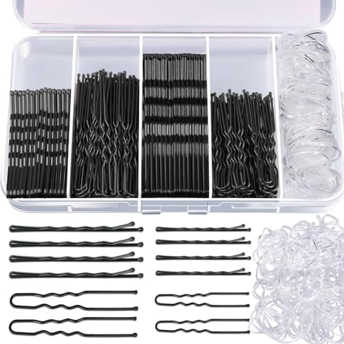 Teenitor 300pcs Hair Pins - Black Bobby Pins, Hair Bands Kit with U Pins for Buns & Bobby Pins in 2" & 2.75" Sizes - Image 1