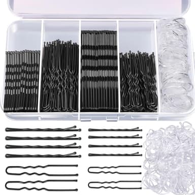 Teenitor 300pcs Hair Pins - Black Bobby Pins, Hair Bands Kit with U Pins for Buns & Bobby Pins in 2" & 2.75" Sizes - Image 1