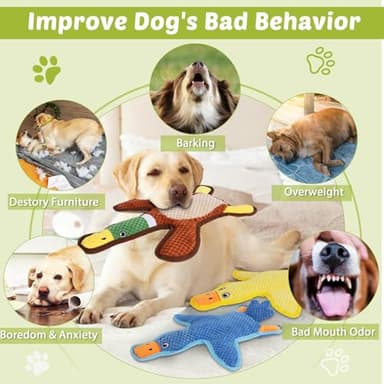 Dog Toys 3-Pack Cute Duck Shapes Puppy Toys No-Stuffing Squeaky and Crinkle Interactive Dog Chew Toy for Small to Large Breeds - Image 4
