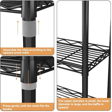 HOMEFORT 5-Tier Wire Shelving 5 Shelves Unit Metal Storage Rack Durable Organizer Perfect for Pantry Closet Kitchen Laundry Organization in Black,21”Wx14”Dx61”H - Image 4