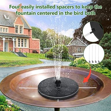 Mademax Upgraded Solar Fountain with 4 Easy Install Nozzle and Fixer, Solar Powered Fountain Pump for Bird Bath, Garden, Pond, Pool, Fish Tank, Outdoor - Image 3