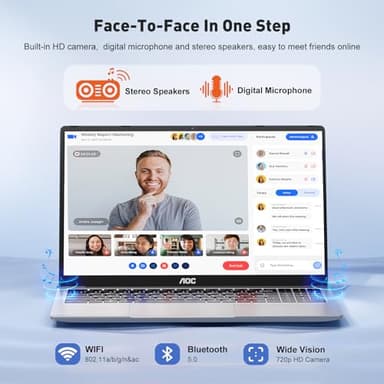 AOC 15.6" Laptop for Students and Business, 2025 Laptop Computer with Intel N97 Processor(Up to 3.6GHz), 16GB RAM, 512GB ROM, HD IPS Display Windows 11 Laptop, Webcam, Metal Shell, Light&Thin, Type-C - Image 7