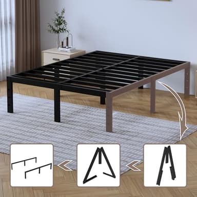 SHOANED Full Size Metal Bed Frame - 16 Inch Heavy Duty Bedframe Black Basic Steel Slats Platform No Box Spring Needed, Easy Assembly, Noise Free - Image 5