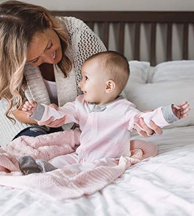 Burt's Bees Baby Baby Girl's Pajamas Sleep and Play, Soft 100% Organic Cotton One-Piece PJ with Non-Slip Bee Grip Footies, Newborn Essentials, Pink Rugby Stripe, 0-3 Months - Image 4