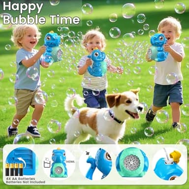 Dinosaur Bubble Machine Toys for Toddlers: Battery-Operated Bubble Maker with Bubble Solution for Kids - Perfect for Outdoor Parties, Yard Fun - Idea Kids Gift for Easter Christmas Birthday - Image 4