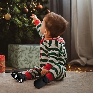 Bufims Baby Booties 6-12 Months Unisex Cozy Fleece Newborn Booties Non-Slip Newborn First Walkers Shoes Toddler Slippers for Baby Boys & Baby Girls Gifts, Black - Image 7