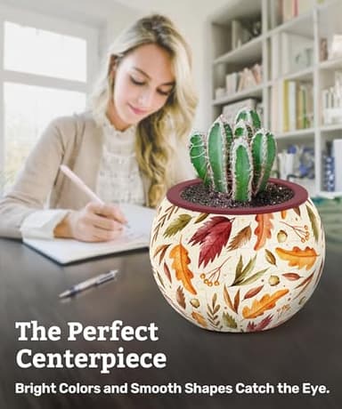PieceRelax 3D Puzzle Planter 80 Pieces - Flower Pot - Dancing Leaves in Fall, Home Decor Flower Pots for Indoor Cactus, Succulents Pots [K1108] - Image 3