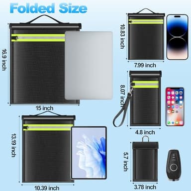 Lulrsay 5 Pack Faraday Bags EMP Proof,Faraday Bags for Laptops Tablets Phones Car Keys,Faraday Cage with Handle&Reflective Strip,EMP bags Faraday Pouch for Electronics Fireproof Waterproof - Image 4