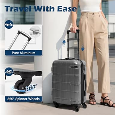 Coolife Luggage Expandable(only 28") Suitcase PC+ABS Spinner Built-In TSA lock 20in 24in 28in Carry on - Image 4