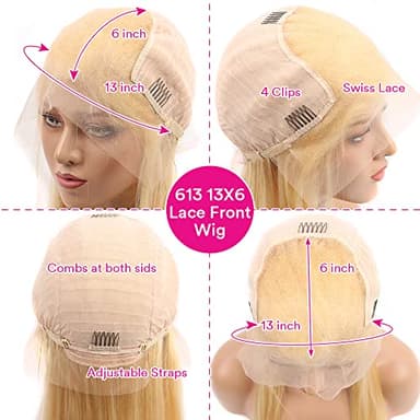 SUPSYOUSF 30 Inch Lace Front Wig Human Hair 613 13X6 Transparent Lace Deep Wave 180 Density Free Part Blonde Lace Frontal Wig for Women - Image 6