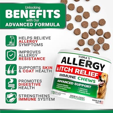 Dog Allergy Relief Chews - Dog Itching Skin Relief Treatment Pills - 170 Treats - Anti-Itch - Itchy and Paw Licking - Hot Spots - Omega 3 Fish Oil - Dry Skin & Coat Supplement - Beef Liver Flavor - Image 2