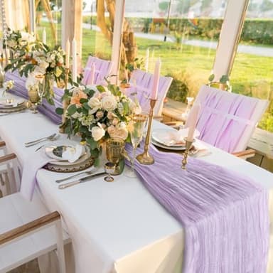 Pusunas 2 Pack Cheesecloth Table Runner 10Ft Gauze Table Runners Sage Green Cheese Cloths Table Runner for Wedding Baby Bridal Shower Decorations Birthday Party Disposable Table Skirts - Image 6