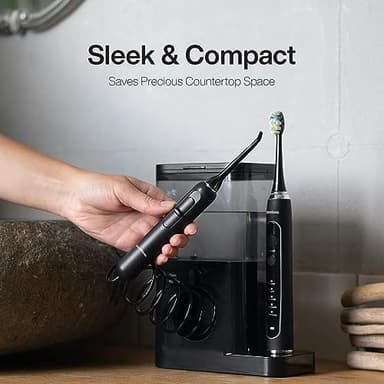 AquaSonic Home Dental Center PRO – Brushing & Flossing Made Easy – Brush & Floss – Power Toothbrush & Water Flosser – Whiter Teeth & Healthier Gums – Black Series Pro+Oral Irrigator - Image 7