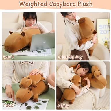 SQEQE Weighted Capybara Plush, Weighted Capybara Stuffed Animal, Cute Plushies Soft Pillow Toy Gift for Kids Adults 23.6 Inch, 3.1 Lbs - Image 4