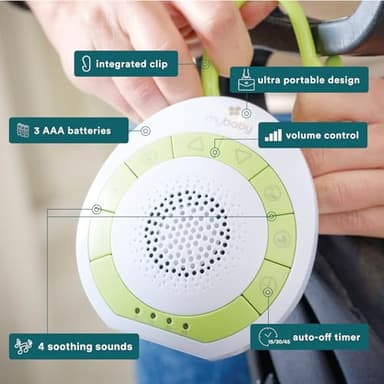 MyBaby Baby Sound Machine - White Noise Sound Machine for Baby, Travel, Nursery and On The Go - 4 Soothing Sounds, Integrated Clip, Small and Lightweight - Great for Baby Registry Gift - Image 4