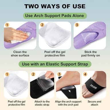ZAIWOO Wearable Arch Support Inserts for Women & Men – 2 Adjustable Heights, Non-Slip Breathable – Plantar Fasciitis Relief Arch Band for Flat Feet, High Arches - Image 6