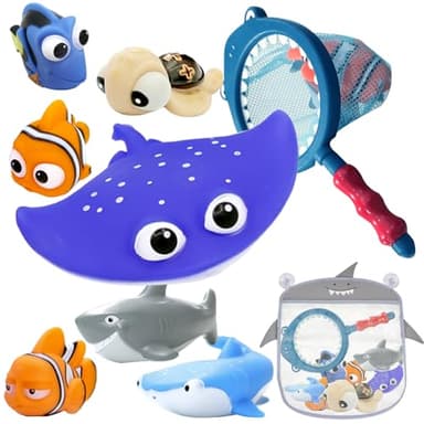 ISEAINNO Bath Toys for Kids No Hole Mold Free Bath Toys for Toddlers with Storage Bag for Bath Shower Birthday Gifts Summer Beach Pool Activity, Perfect for Children's Day Present - Image 1