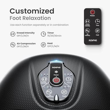 RENPHO Foot Massager Machine with Heat [2026 Upgraded], Shiatsu Foot Massager for Plantar Fasciitis, Birthday Gifts for Women, Wireless Control, FSA Eligible HSA Store Eligible, 2026 New Upgraded, BK - Image 2