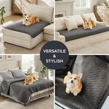 Bedsure 100% Waterproof Bed Cover for Dogs Washable - Non Slip Waterproof Dog Blanket for Bed, Lightweight Furniture Protector Durable for Pet Puppy with Non-Slip Bottom, Dark Grey, 68x82IN - Image 5