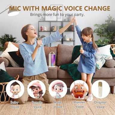 HWWR Mini Karaoke Machine for Kids and Adults, Portable Bluetooth 5.3 Karaoke Speaker with 2 Wireless Microphones, Popular Birthday Gifts for Girls Boys Age 3-12+, Singing Machine with Party Lights - Image 6