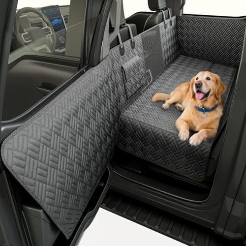FIRSTWELL Dog Car Seat Cover for Back Seat, Hard Bottom Back Seat Cover for Cars, SUV, Small Trucks - Patented Design, Waterproof Dog Hammock, Support 400lbs