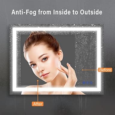 32x24 inch Wall Mounted LED Bathroom Mirror with 3000K-6000K Dimmable, Anti-Fog, Lighted Bathroom Mirror with Smart Touch Button, Memory Function(Horizontal/Vertical - Image 6