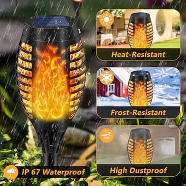 Uni PNR Solar Torch Lights for Garden Decor, 8 Pack 12 LED Solar Lights for Outside & 20.5'' Waterproof Solar Lights, Flame Torch Solar Lights Outdoor for Patio Path Yard Decorations - Image 5