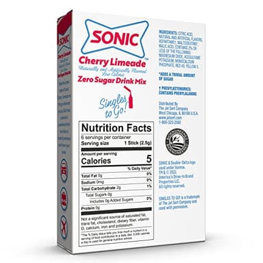 Sonic Singles To Go Powdered Drink Mix, Cherry Limeade, 6 Sticks Per Box, 12 Boxes (72 Sticks Total) - Image 2