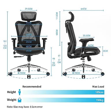 SIHOO M57 Ergonomic Office Chair with 3 Way Armrests Lumbar Support and Adjustable Headrest High Back with Tilt Function (Black) - Image 3